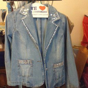 New Jeonology Denim Jacket/Blazer-size 12-Blue